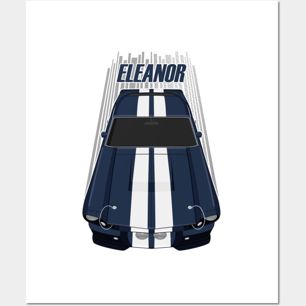 Ford Mustang Shelby GT500 Eleanor 1967 Fastback - Dark Blue and White Stripes Wall Art by V8social